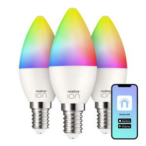 SMART žárovka Niceboy ION RGB, E14, 6W, barevná 3ks