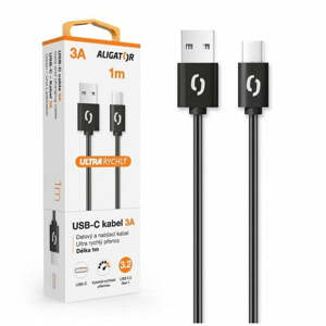 Kabel Aligator Power 3A, USB-C 1m, černá