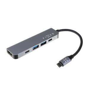 Fixed 5-portový hliníkový USB-C HUB Mini pro notebooky a tablety, šedý; FIXHU-MN-GR