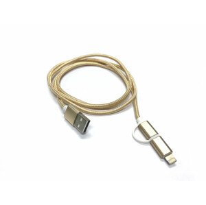 Crono kabel propojovací USB 2.0/ micro USB + Lightning, 1m, zlatý; CRUSB/ML