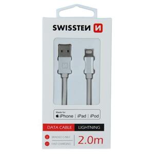 Swissten USB/Lightning MFi 2m, stříbrný; 71524303