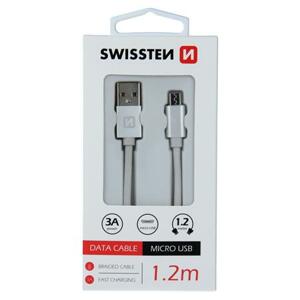 Swissten USB/microUSB 1.2m, stříbrný; 71522203
