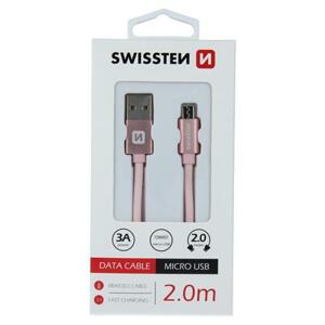 Swissten USB/microUSB 2m, růžovo-zlatý; 71522305
