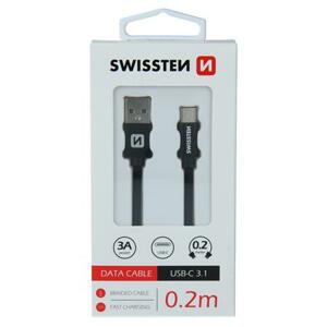 Swissten USB/USB-C 0.2m, černý; 71521101