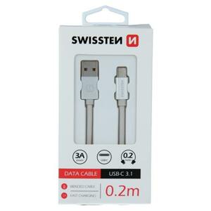Swissten USB/USB-C 0.2m, stříbrný; 71521103