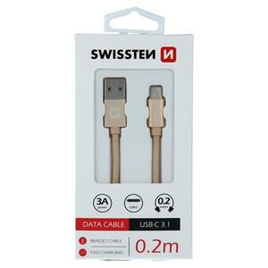 Swissten USB/USB-C 0.2m, zlatý; 71521104