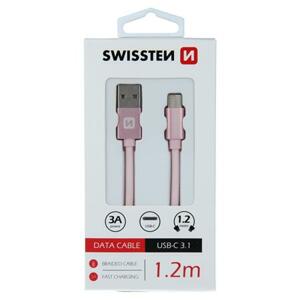 Swissten USB/USB-C 1.2m, růžovo-zlatý; 71521205