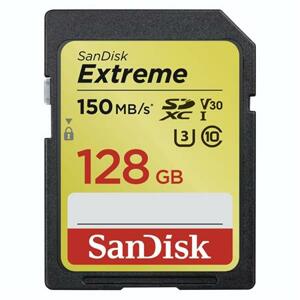 SanDisk Extreme SDXC Card 128 GB 150 MB/s C10 V30 UHS-I U3; SDSDXV5-128G-GNCIN