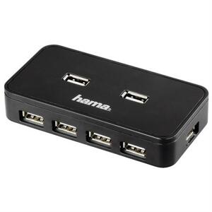 Hama USB Hub 2.0, síťový zdroj, černý, krabička; 39859