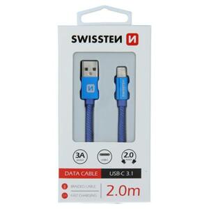 Swissten USB/USB-C 2m, modrý, textilní; 71521308