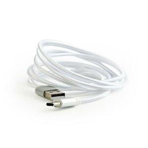 Kabel CABLEXPERT USB 3.0 AM na Type-C kabel (AM/CM), 1m, opletený, stříbrný, blister; CCB-mUSB2B-AMCM-6-S