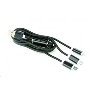 Kabel CABLEXPERT USB A Male/Micro B + Type-C + Lightning, 1m, opletený, černý, blister; CC-USB2-AM31-1M