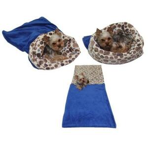 Marysa pelíšek 3v1 pro psy, modrý/hnědá kolečka, velikost XL; M-c.51
