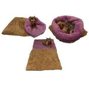 Marysa pelíšek 3v1 pro psy, DE LUXE, béžový/fialový, velikost XL; M-dl.3