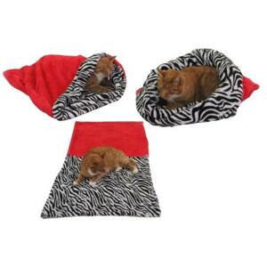 Marysa pelíšek 3v1 pro kočky, červený/zebra, velikost XL; M-k.6