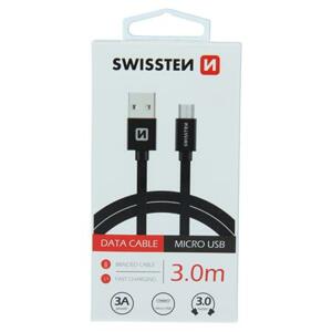 Swissten datový kabel textile USB / Micro USB 3,0 M, černý; 71527300