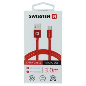 Swissten datový kabel textile USB / Micro USB 3,0 M, červený; 71527301