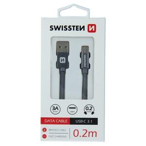 Swissten datový kabel textile USB / USB-C 0,2 M, šedý; 71521102