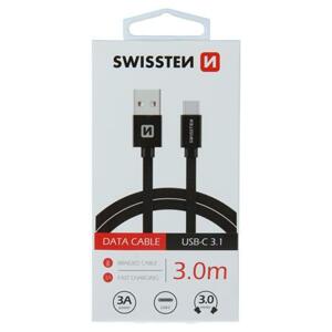 Swissten datový kabel textile USB / USB-C 3,0 M, černý; 71527900