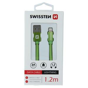 Swissten datový kabel textile USB / Lightning 1,2 M, zelený; 71523207