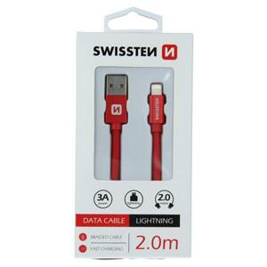 Swissten datový kabel textile USB / Lightning 2,0 M, červený; 71523306
