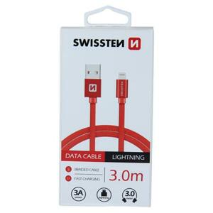 Swissten datový kabel textile USB / Lightning 3,0 M, červený; 71527601