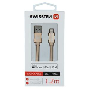 Swissten datový kabel textile USB / Lightning Mfi 1,2 M, zlatý; 71524204