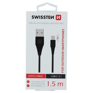 Swissten datový kabel USB / USB-C 3.1, černý 1,5M (9Mm); 71504403
