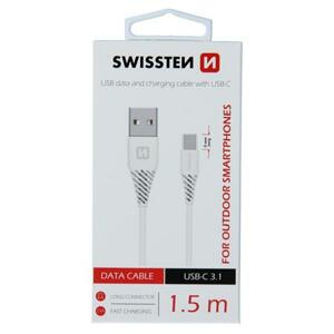 Swissten datový kabel USB / USB-C 3.1, bílý 1,5 M (9Mm); 71504402