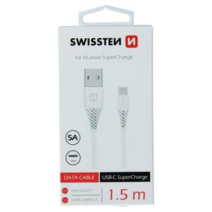 Swissten datový kabel USB / USB-C super Fast Charging 5A 1,5M, bílý; 71504431