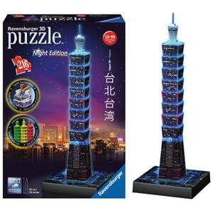 RAVENSBURGER Svítící 3D puzzle Noční edice Taipei 101, Taiwan 216 dílků; 125274
