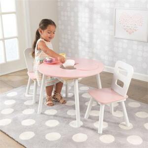 KIDKRAFT Kulatý stůl s úložným prostorem a židličkami - růžový; 24753