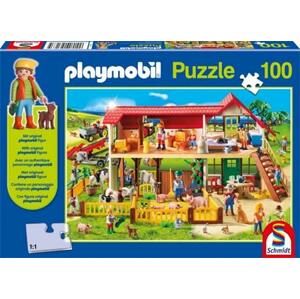 SCHMIDT Puzzle Playmobil Farma 100 dílků + figurka Playmobil; 116408