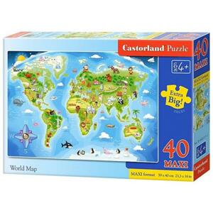 CASTORLAND Puzzle Obrázková mapa světa MAXI 40 dílků; 9816
