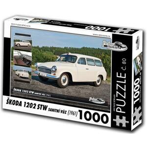 RETRO-AUTA Puzzle č. 80 Škoda 1202 STW sanitní vůz (1961) 1000 dílků; 127269