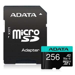 ADATA MicroSDXC 256GB U3 V30S až 95MB s + adaptér; AUSDX256GUI3V30SA2-RA1