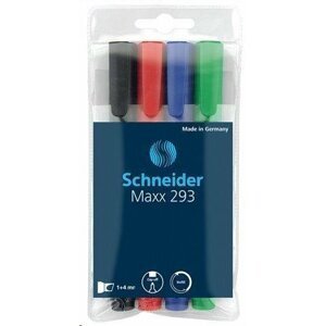 Schneider Popisovač na bílou tabuli a flipchart "Maxx 293", 4 barvy, 1-4mm, klínový hrot; TSC293V4