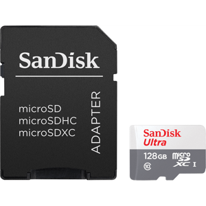 SanDisk Ultra microSDHC 128 GB 100 MB/s Class 10 UHS-I; SDSQUNR-128G-GN6MN
