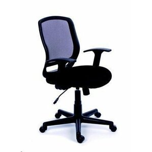 MaYAH Manažerská židle, textilní, síťovinoný opěrák, černá základna "Fun", černá; BBSZVV08