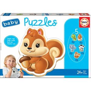 EDUCA Baby puzzle Zvířátka 5v1 (3-5 dílků); 2847