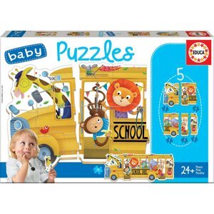 EDUCA Baby puzzle Školní autobus 5v1 (3-5 dílků); 122465