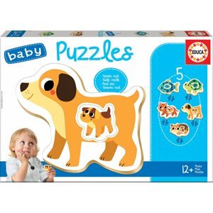 EDUCA Baby puzzle Domácí mazlíčci s mláďaty 5v1 (2-4 dílky); 122467