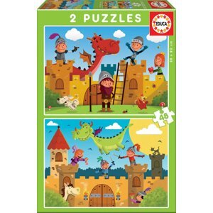 EDUCA Puzzle Draci a rytíři 2x48 dílků; 118626