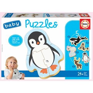 EDUCA Baby puzzle Polární zvířata 5v1 (3-5 dílků); 134586
