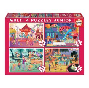 EDUCA Puzzle Zábavní park a Dětská párty 4v1 (20,40,60,80 dílků); 134639