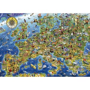 EDUCA Puzzle Šílená mapa Evropy 500 dílků; 124838