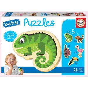 EDUCA Baby puzzle Tropická zvířata 5v1 (3-5 dílků); 134585
