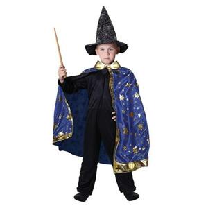 Rappa Dětský kouzelnický modrý plášť s hvězdami čarodějnice / Halloween; 206533