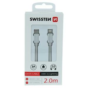 Swissten datový kabel textile USB-C - Lightning 2,0 m stříbrný; 71529202