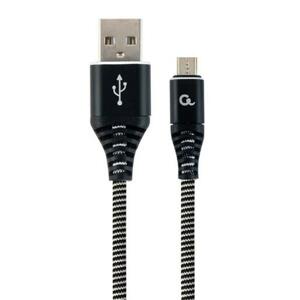Kabel CABLEXPERT USB 2.0 AM na MicroUSB (AM/BM), 1m, opletený, černo-bílý, blister, PREMIUM QUALITY; CC-USB2B-AMmBM-1M-BW